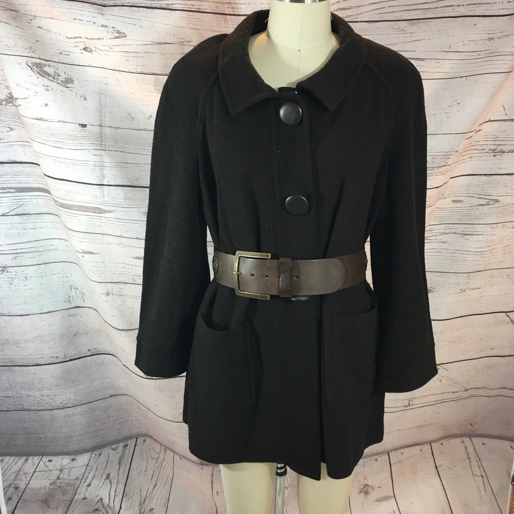 ST JOHN KNIT BROWN JACKET TYPE CARDIGAN EUC